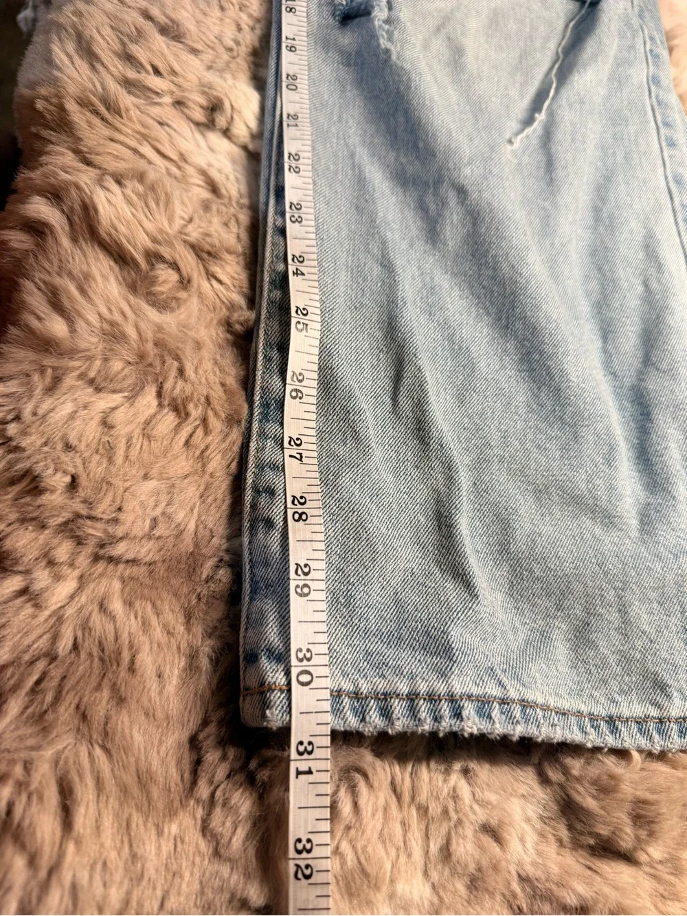 Abrand A 95 Mid Baggy Light Wash Distressed Wide Leg Denim Pants Womens Size 25